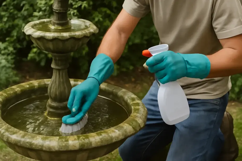 Pulizia periodica delle fontane da giardino: mantieni l’acqua limpida e previeni cattivi odori con un semplice accorgimento