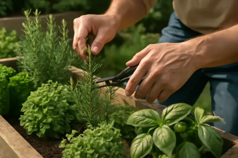 Aiuole con erbe aromatiche: manutenzione che stimola nuove foglie e profumi più intensi senza stress